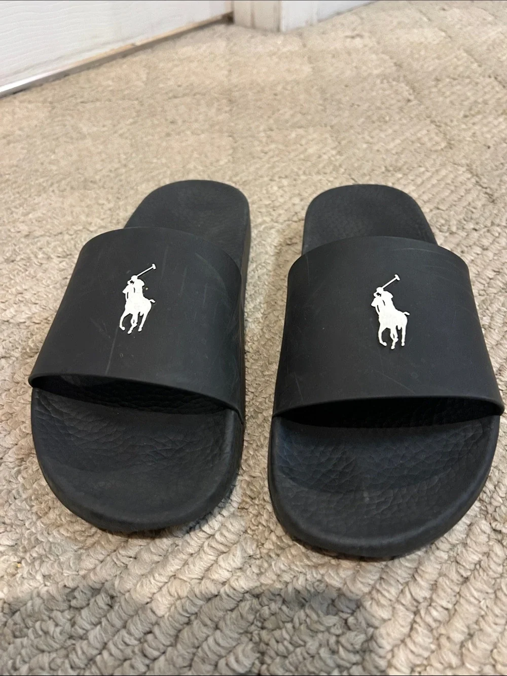 Polo by Ralph Lauren Black Slide with White Pony Logo